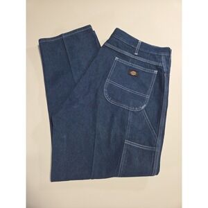 Dickies Carpenter Jeans Mens 44x30 Blue Denim Relaxed Fit Utility Workwear Pants